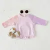New Spring Baby Boy Girl Bodysuit Long Sleeve Bubble Romper Round Neck Side Newborn Baby Clothing Unisex Toddler Infant 0-18M 4
