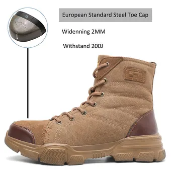 SUADEX Steel Toe Boots for Men Work Boots Indestructible Work Shoes Desert Safety Boots Safety Shoes 36-48 3