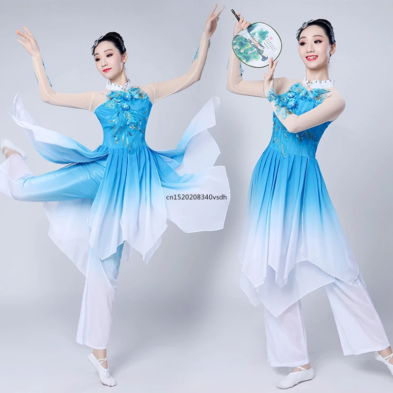 Chinese style Hanfu classical dance costume adult female square dance Yangge costumes fan dance set