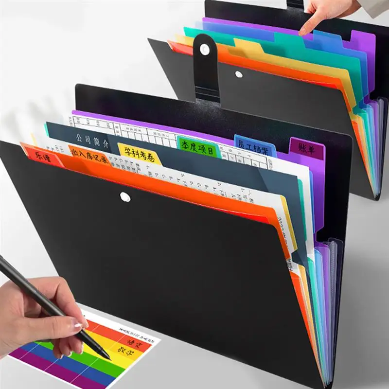 Self-Adhesive Index Tabs Multi Pocket Folder A4 Document Organizer Paper File Sorting Portable Storage Accordian Office