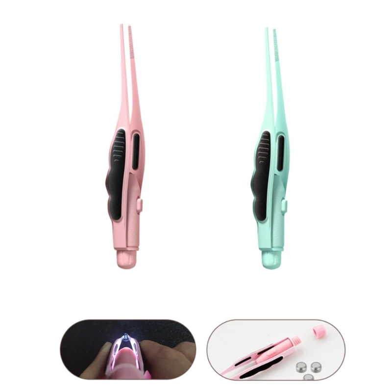 LED Ear Wax Removal Tweezers Anti-Skid Ear Pick Tool with Brightness Light Ear Curette Safety Earwax Cleaning Tool