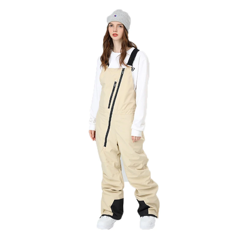 

Season New Veneer Strap Ski Pants Waterproof Wear-resistant Contrast Color Ski Suit Men and Women Ski Equipment