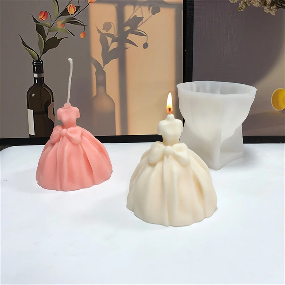 

3D Bow Wedding dress Silicone Mold Chocolate Mousse Cake Baking Tool Glue Mold DIY Plaster Resin Art Mould Wedding Decoration