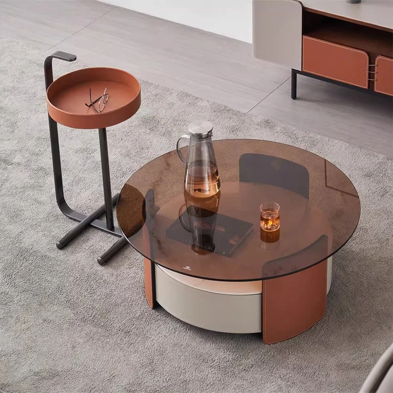 

Round Laptop Coffee Side Table Living Room Designer Tables Basses Tea Center Console Desk Moveis Para Casa Minimalist Furniture