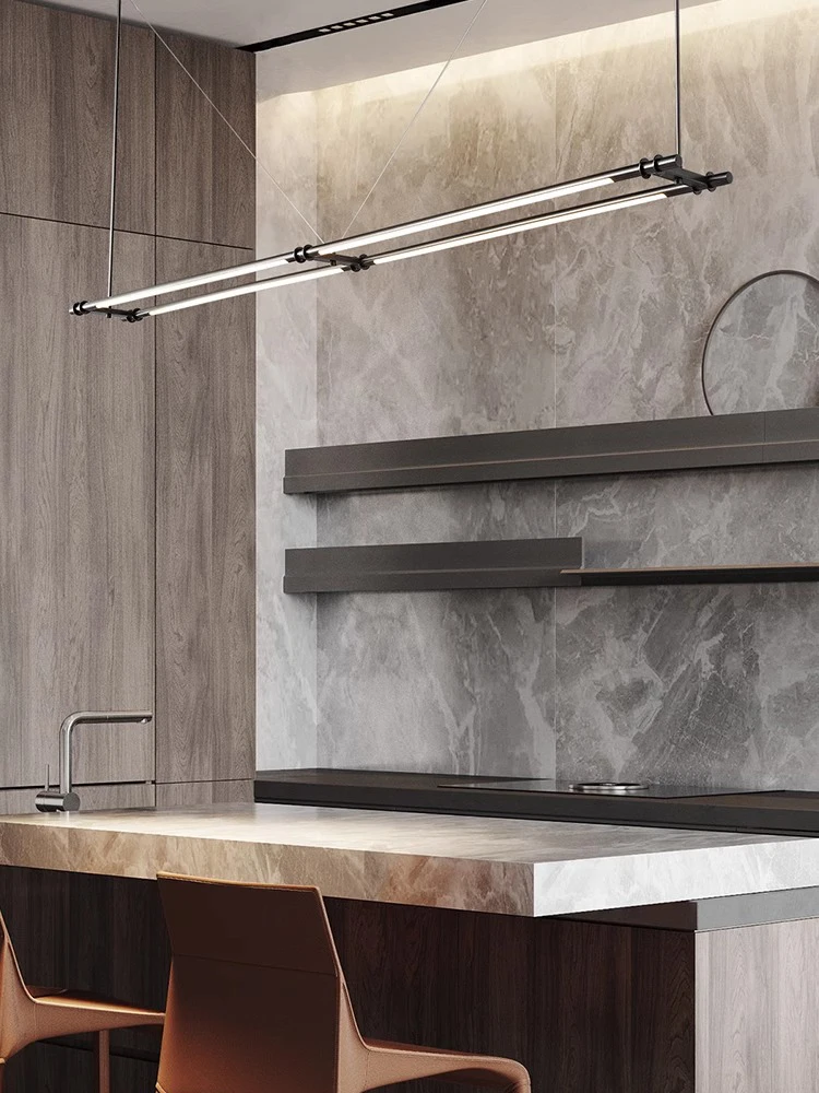 

AiPaiTe Modern Stainless Steel LED Pendant Light for Living Room Dining Room Bar Study Italian Minimalist Long Chandelier