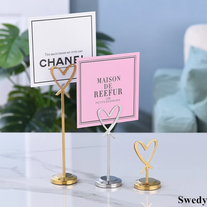 Stainless Steel Table Number Holder Wedding Table Name Card Holder Clips Picture Memo Note Photo Stand Place Card Holder