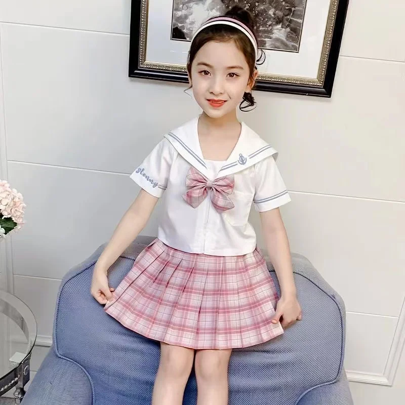 

New Summer Casual Colleage Style T-shirt And Short Dress Pant 2Pcs/Set For 3 4 5 6 7 8 9 10 11 12 Years Baby Girl Outfit Set