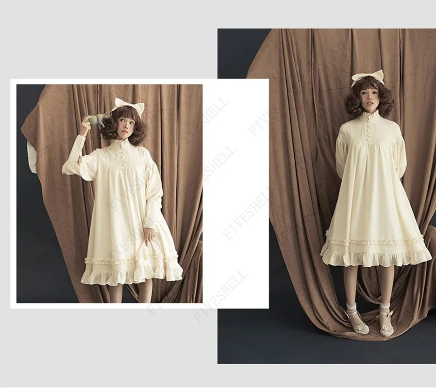 Japanese Style Sweet Lolita Dress Women Autumn Court Princess Vicorian Long Dress Halloween Cosplay Costume Kawaii Clothing