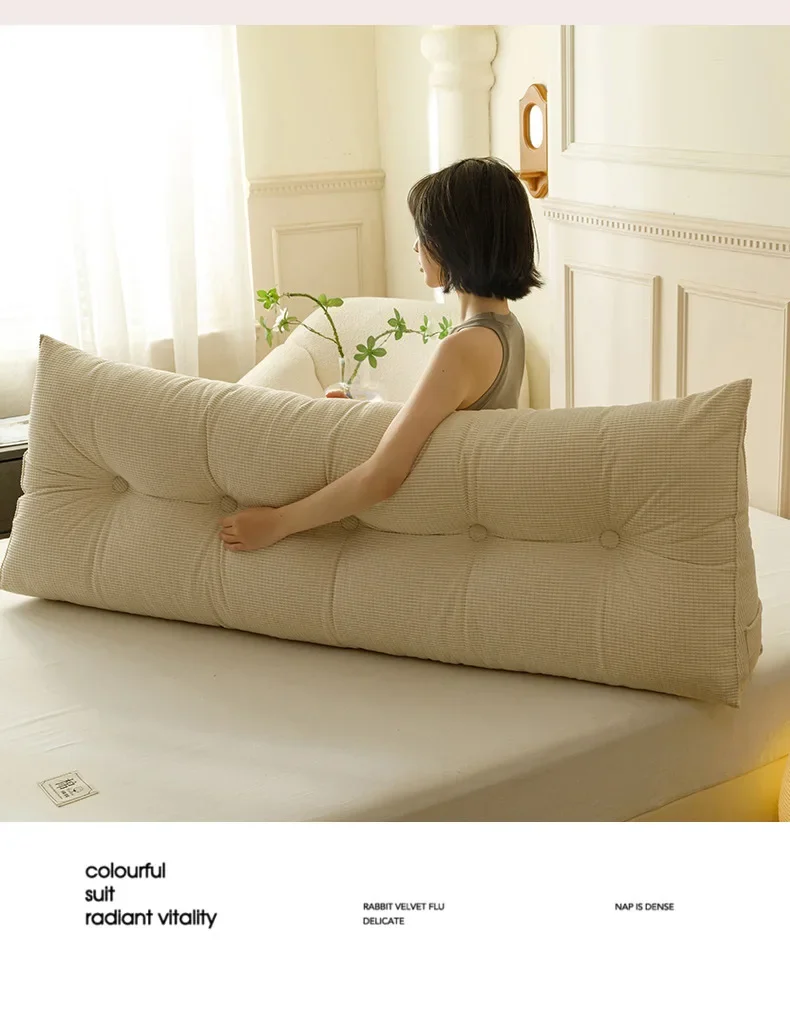 Large Bolster Triangular Headboard Wedge Backrest Positioning Support Bed Rest Reading Pillow Headboard Wedge Pillows200x20x50cm 5