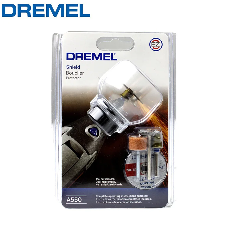 Dremel A550 Rotary Tool Shield Attachment Kit with 4 Accessories for Electric Grinding Polishing Cutting Power Tool Accessories monosaudio 99 9998% pure copper schuko power cable hifi extension emc shield power wire eur version ac mains power cord