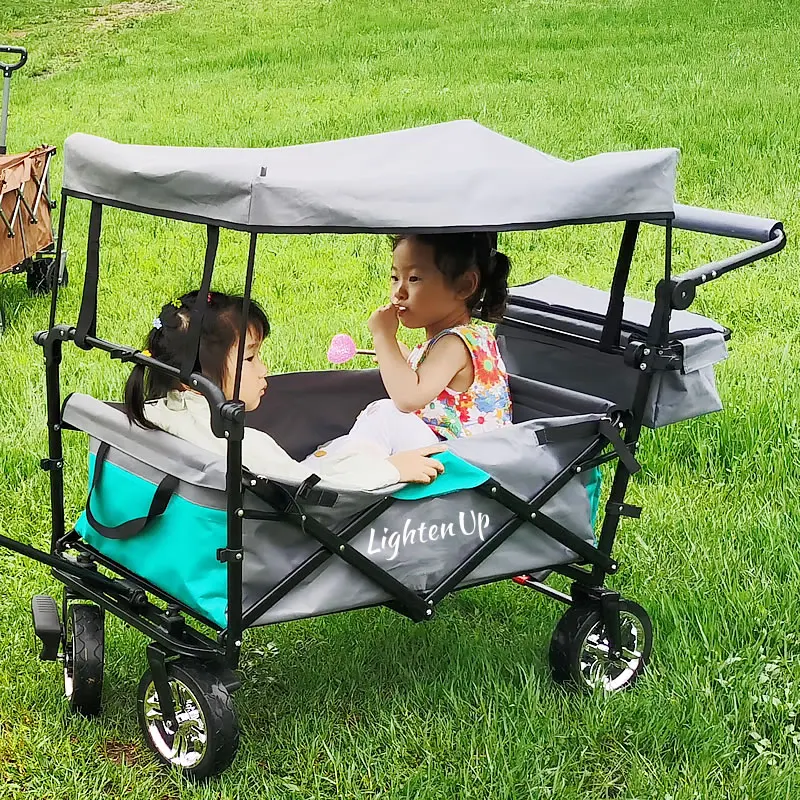 

Lighten Up Folding Wagon Trolley Beach Cart 4 Wheel Camping Outdoor Handle Kids Camping Trolley Foldable Camping Table Wheels