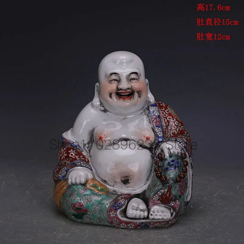 

Republic of China famille rose sculpture porcelain cloth bag Luohan smiling Buddha