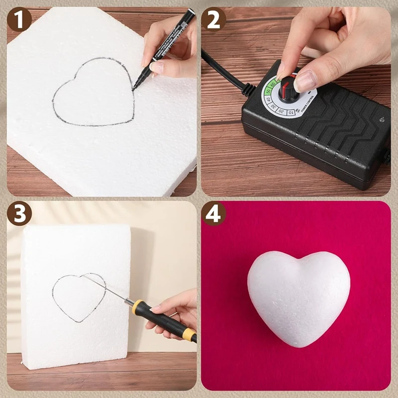 A7QHO-6Pc Foam Cutter Electric Hot Wire Cutter Pen Tools Kit,4In,6In,8In Foam Board With Stand,For Cutting US Plug