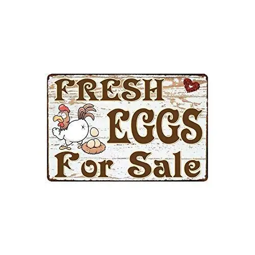 

Metal Tin Signs 12x16 Inch Fresh Eggs for Sale Theme Restaurant Bar Sign Series Kitchen Art Wall Decor Metal Sign