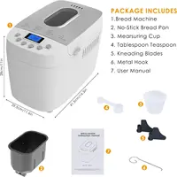15-in-1 Breadmaker Dough Maker with Gluten Free Setting, 3 Loaf Sizes 3 Crust Colors, Nonstick Baking Pan, White 2