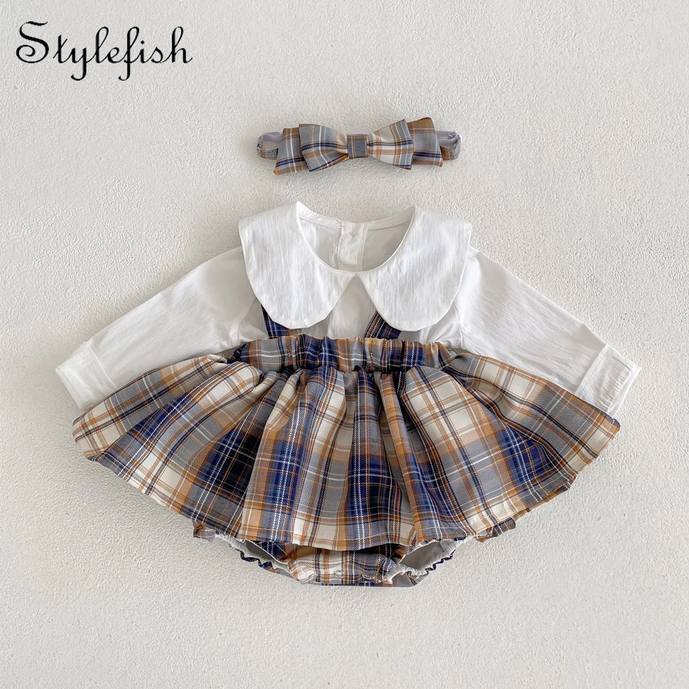 Kids Baby Girl Plaid Romper Spring Clothes Babies Girl Plaid Romper