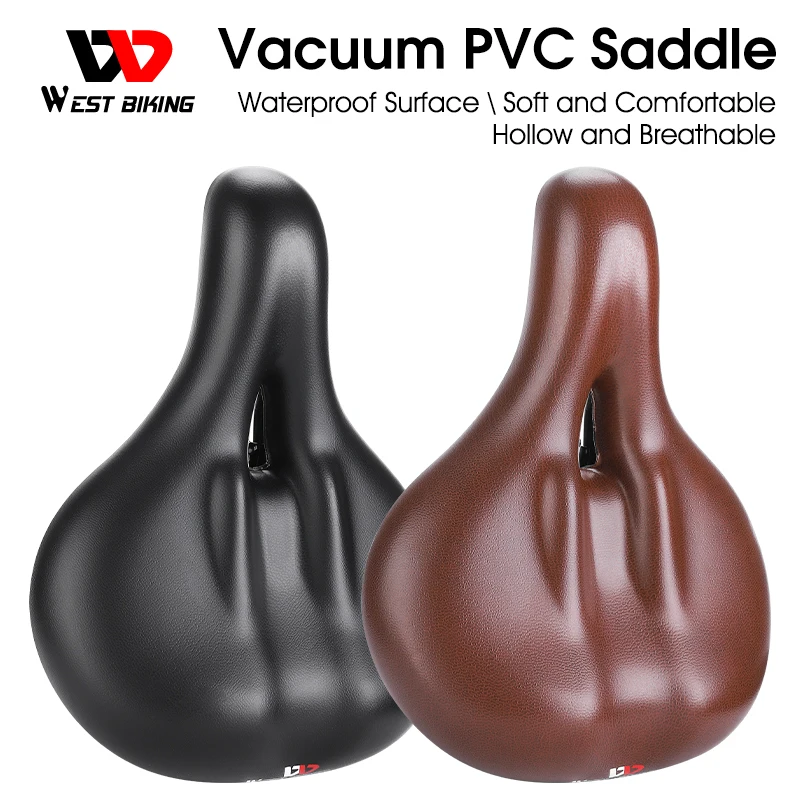 

WEST BIKING Comfortable Painless Saddle MTB Gravel Urban Bike Ergonomic Men Prostatic Women Brown Shock Absorb