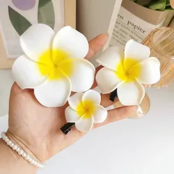 Plumeria Flower Hair Clips Set - Stylish Duckbill Hair Accessories (01 - 3pcs)