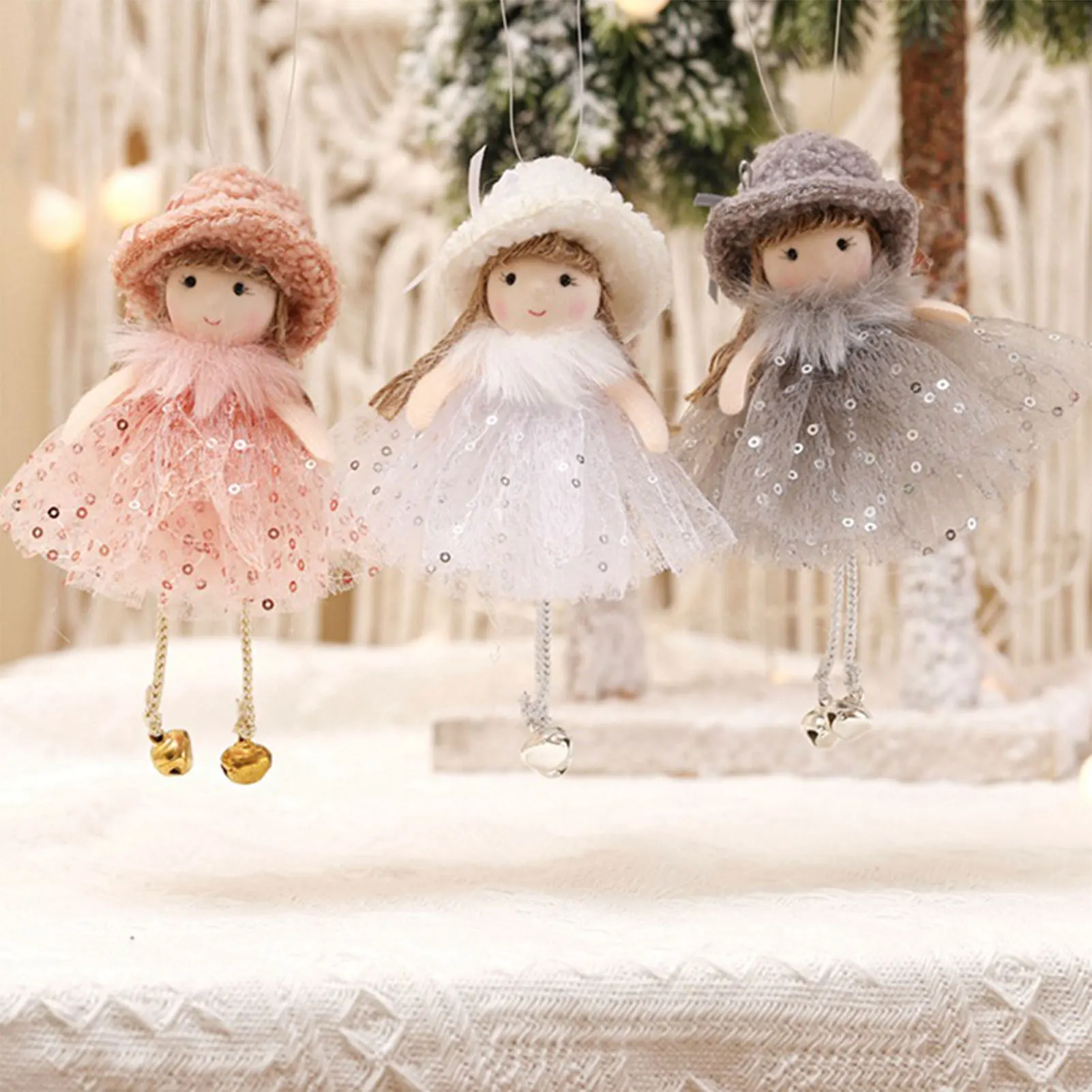 Christmas Ornament Exquisite Net Yarn Plush Ballerina Girl Doll Christmas Tree Pendant New Year Decoration Gift