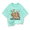 2025 New Kids Shirts Capybara Printed Cartoon T Shirt for Girls Summer Animal Printing Boy T Shirt Tops Tees Children Clothes 5