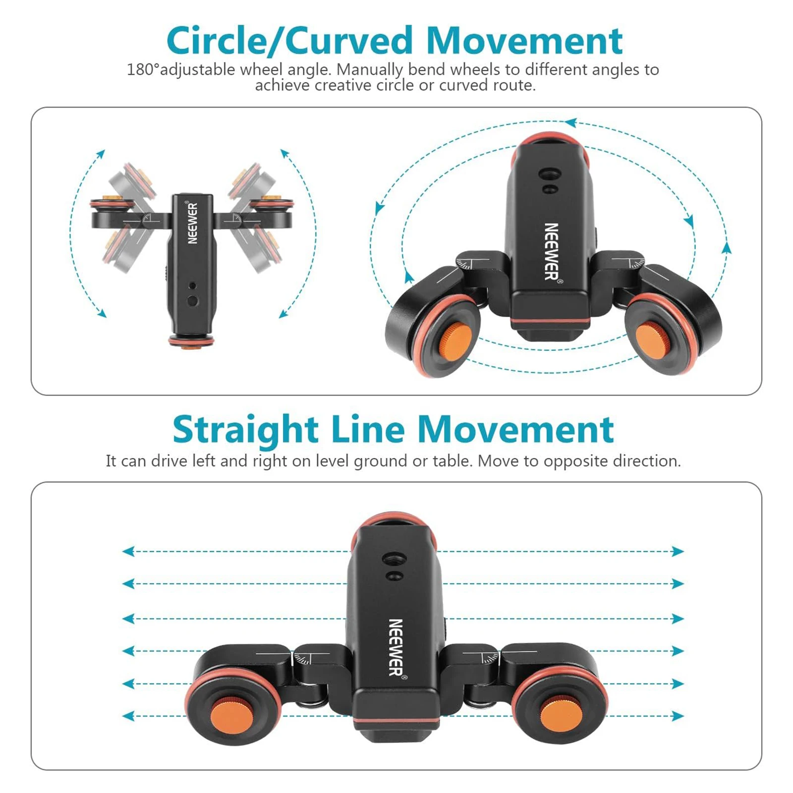 3-Wheels Wireless Video Camera Dolly 3-Speed Motorized Electric Track Rail Slide