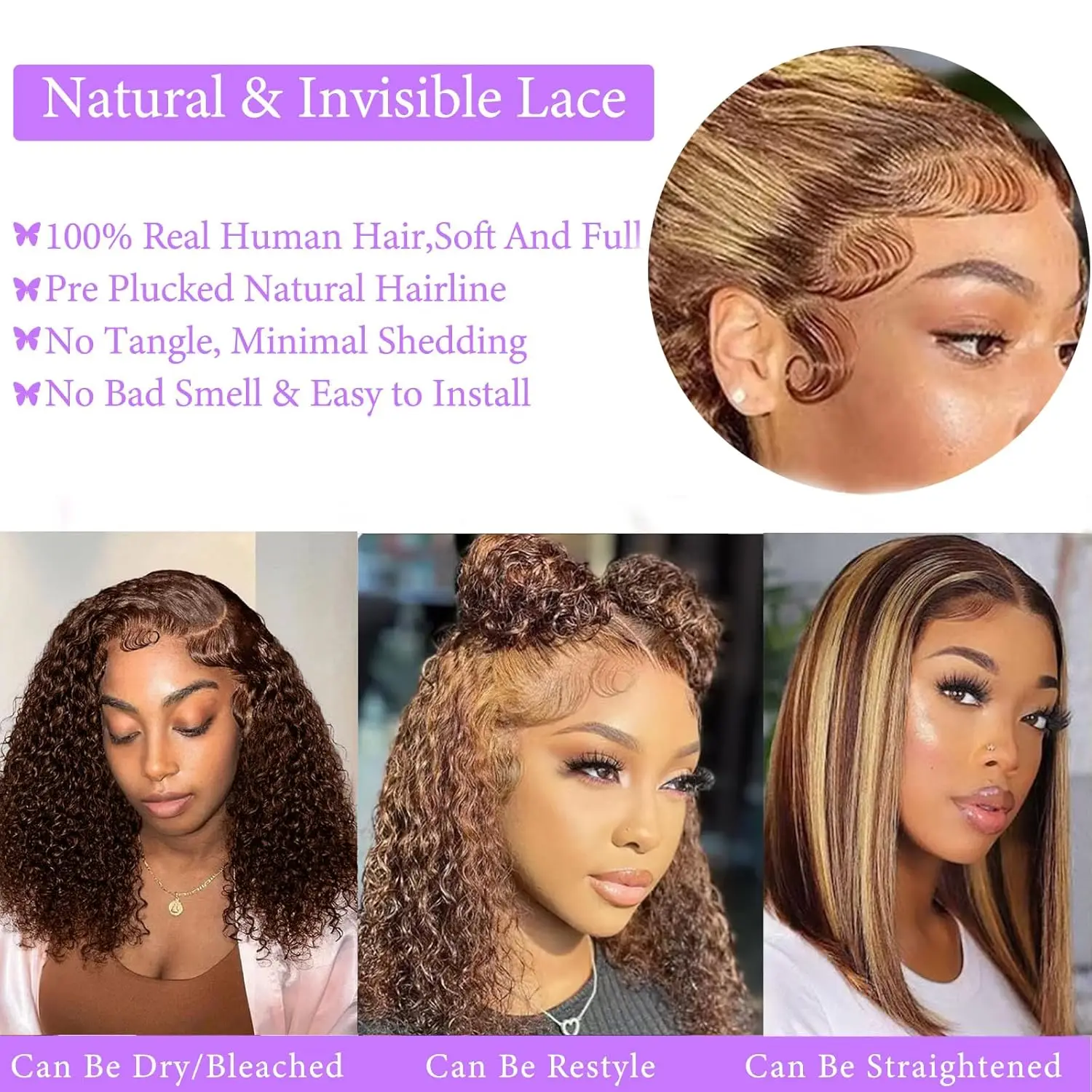 13x4 Highlight Ombre Full Lace Frontal Wigs Human Hair 12A Deep Wave Brazilian Human Hair Pre Plucked with Baby Hair 200%Density