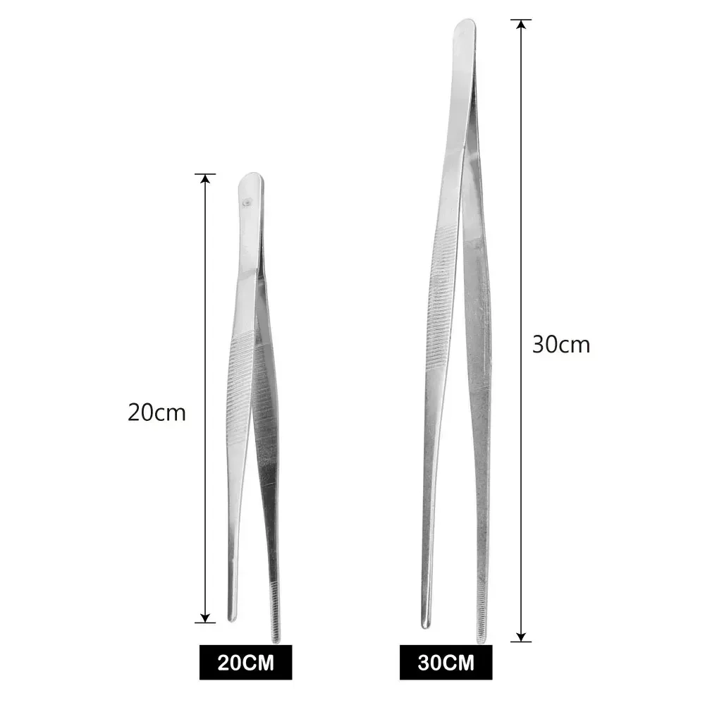 Tweezer Tool Stainless Steel 430 Anti-iodine Medical Tweezers Long Straight Forceps 12.5cm-30cm Straight Head Elbow Thicken DIY