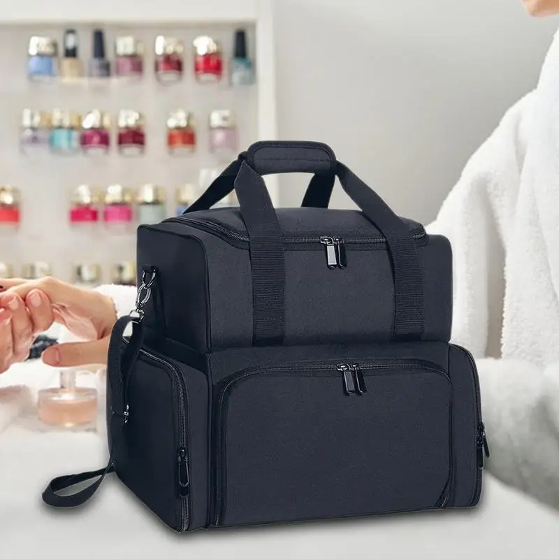 70 Bottles Nail Polish Organizer Bag fabric cloth Cosmetic Handbag Organizer Storage Case Travel Carrying for Nail Stuff & Tools 5