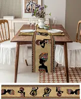Ethinic Boho African Woman Linen Table Runners Dresser Scarf Table Decor Farmhouse Dining Table Runners Holiday Party Decoration 3