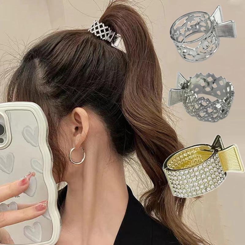 

New Pearl Rhinestone Hair Claws Girl High Ponytail Clip Fixed Hairpin Claw Clip Advanced Sense Hair accessories Headwear