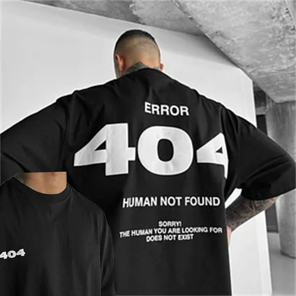 thumbnail image 1 of 2025 404 Camiseta gráfica para hombre, camiseta de manga corta con estampado de letras para hombre, camisetas de algodón Y2K de calle Harajuku de verano, ropa informal, 1 of 4