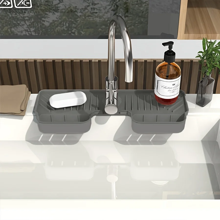 1PC-Silicone drainage mat, faucet splash proof mat, sink splash proof drainage mat, kitchen bathtub suction mat