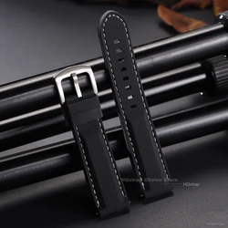 Universal Silicone Rubber Soft Watch Band - Premium Quality Wristband Accessory - 22mm (Black - white)