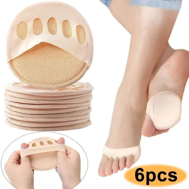 

Half Care Pads Socks Toe High Foot Shock Heels Absorbs Calluses Five Corns Forefoot For 6pcs Toes Women Insoles Pain Pad Inserts