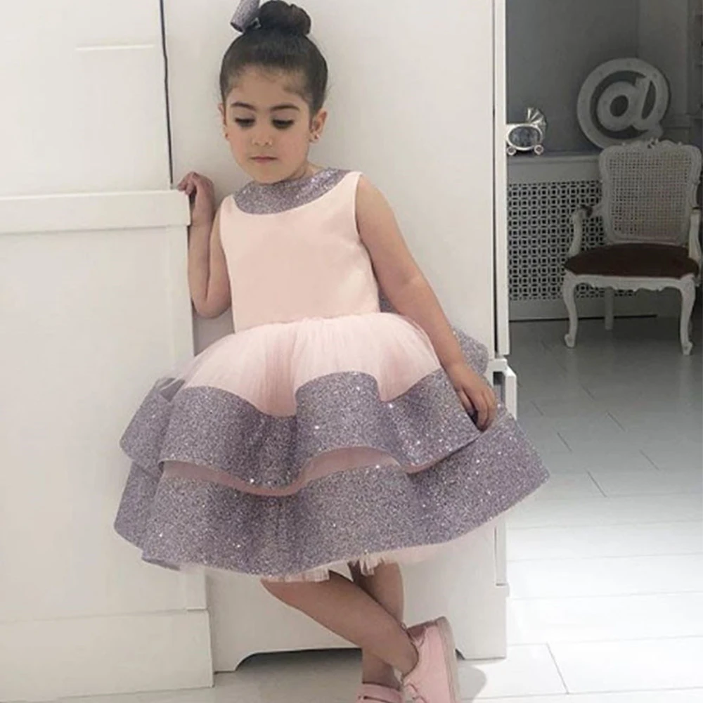 

Charming Scoop Flower Girl Dresses Sleeveless Fashion A Line Shiny Baby Birthday Dress 2024 New Summer Платья для девочек-цветоч