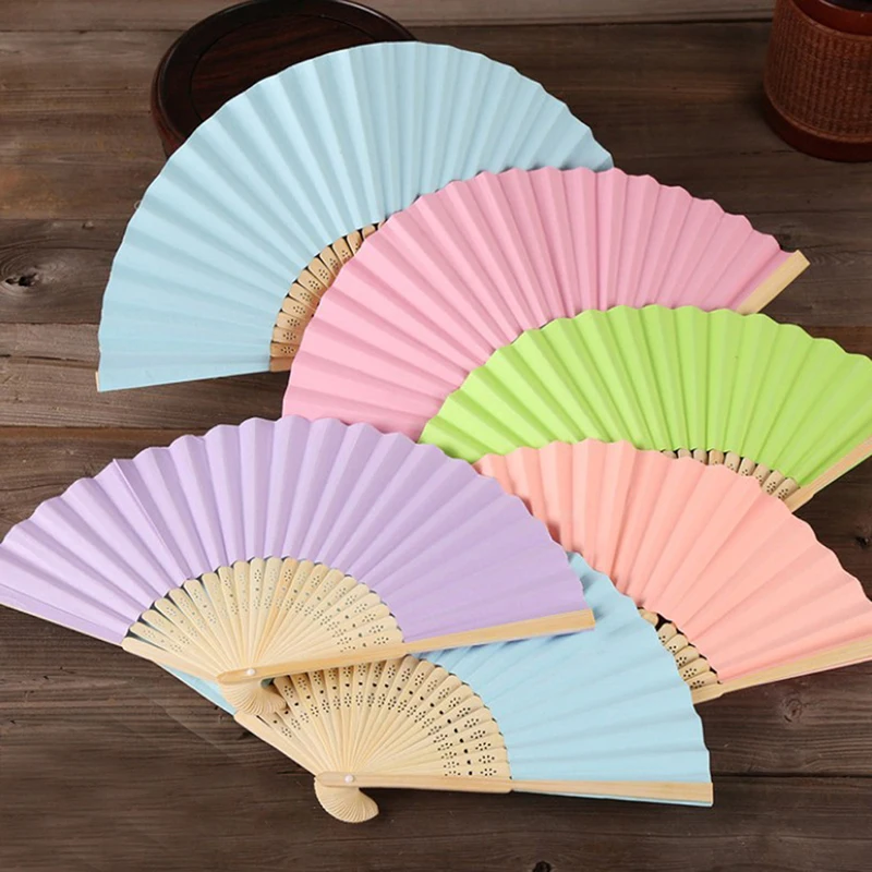 DIY Chinese Folding Fan Wooden Bamboo Antiquity Folding Fan Fold Hand Blank paper Calligraphy Painting children drawing fan