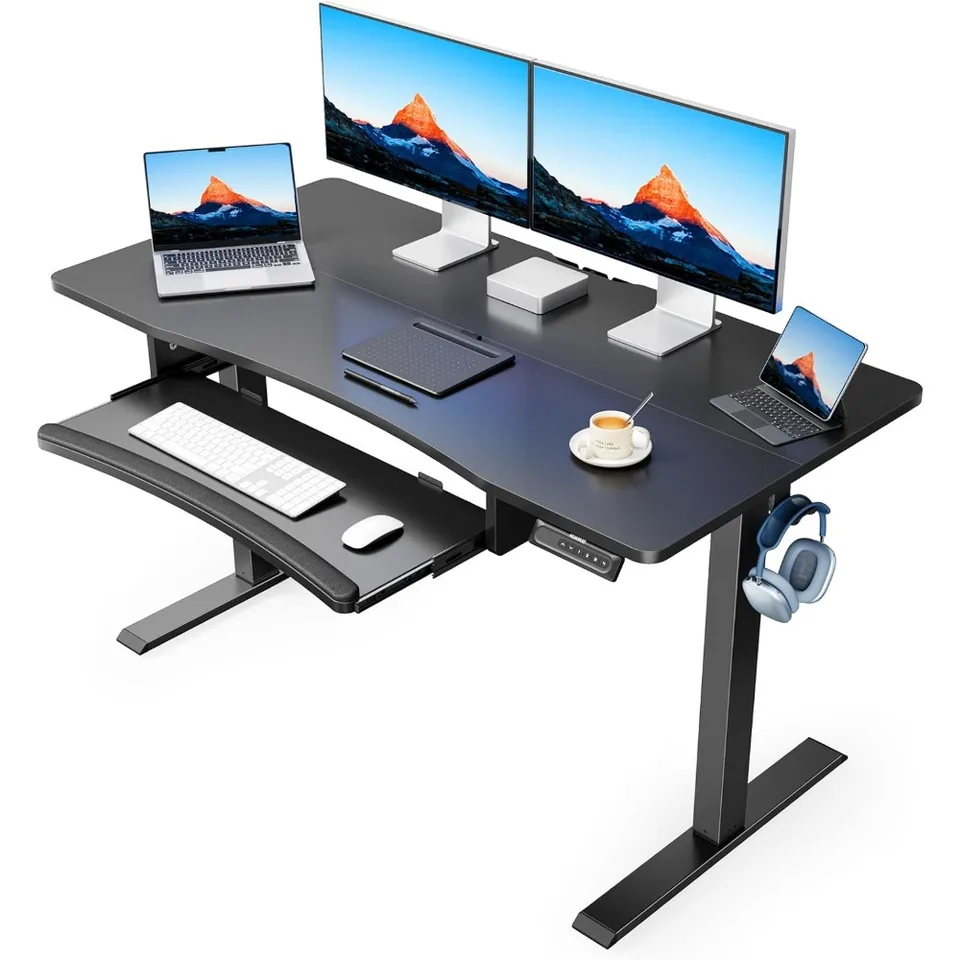 Adjustable Electric Standing Desk with Keyboard Tray