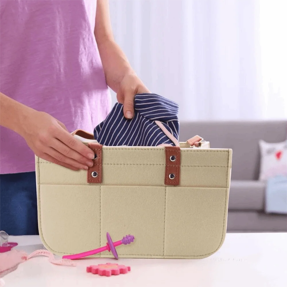 Simple Large Capacity Felt Diaper Storage Bag Portable with Handle Baby Felt Storage Basket Foldable Mummy Bag Car