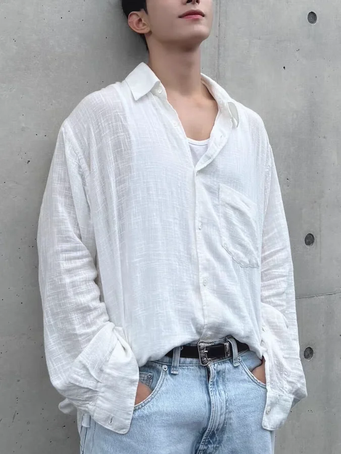 Linen Cotton Loose Fit Casual irt Thin Sun Protection Open Cardigan Breathable Lightweight Long Sve Workwear irt