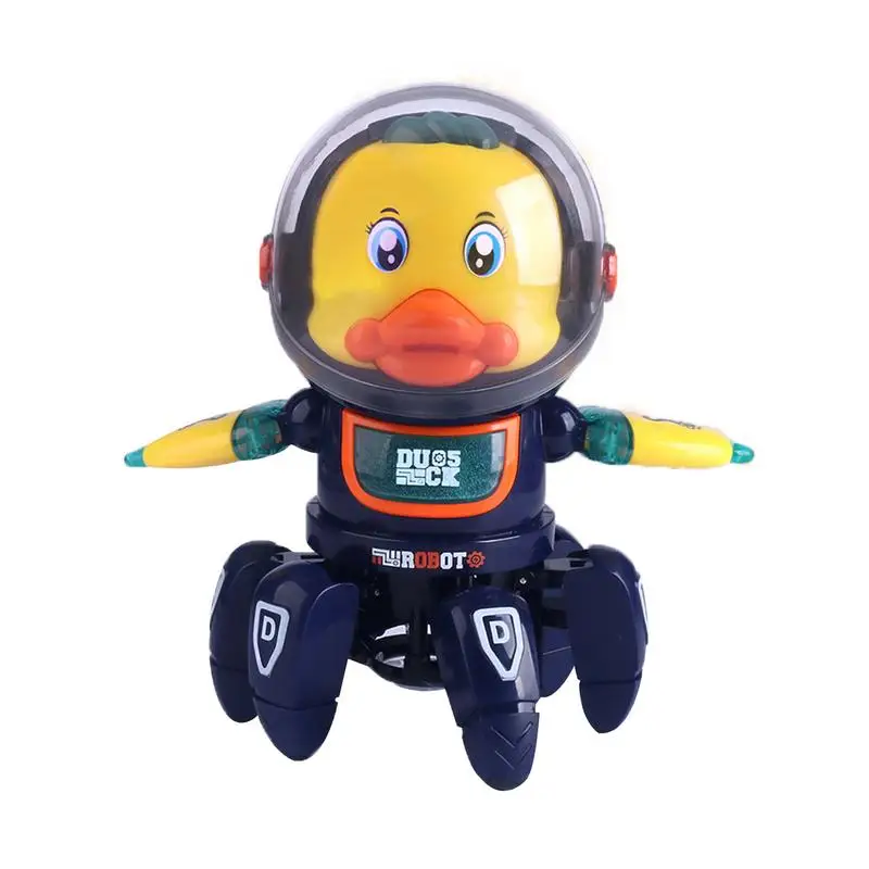

Musical Electric Dancing Duck Toy Lighting Cute Duck Space Six-Claw Robot Preschool Educational Learning Toy For Toddlers Kids