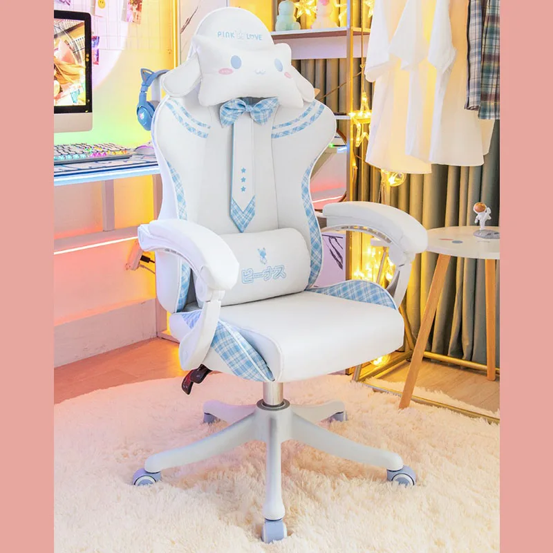 Hot Sale JK Gaming Chair Cute Pink Japanese Girl Upgradable Rotary Nгровые Cтуль Student Home Office Fixed Armrest Bow Cтул 5
