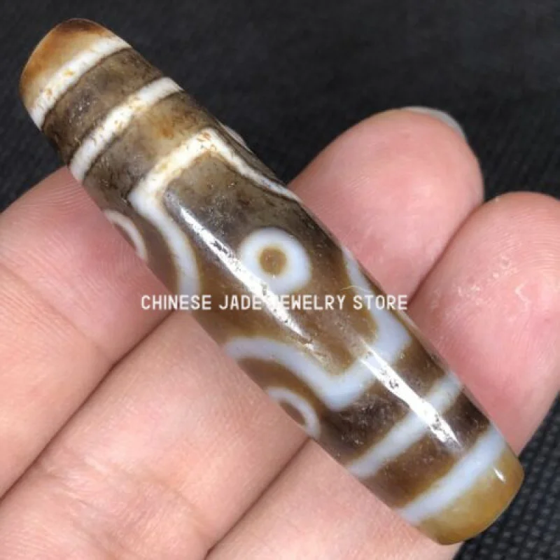 

Antique Magic Old Tibetan Agate *6 Eyes* Amulet Dzi Bead C005