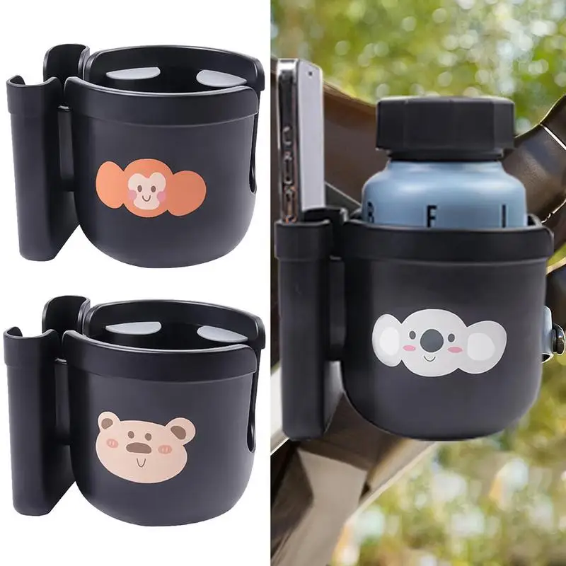 baby learn drink cup cute cartoon plush animal cup holder drinking bottle portable stainless steel thermos safety leakproof new Baby Stroller Cup Holder Anti Slip Cup Holder With Phone Holder Multifunctional Milk Bottle Drink Cup Holder For Wheelchair Bike