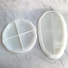  Irregular Oval Concrete Storage Tray Silicone Molds Round Cement Coaster Cup Mat Plaster Jewelry Display Tray Plate Resin Mould 
