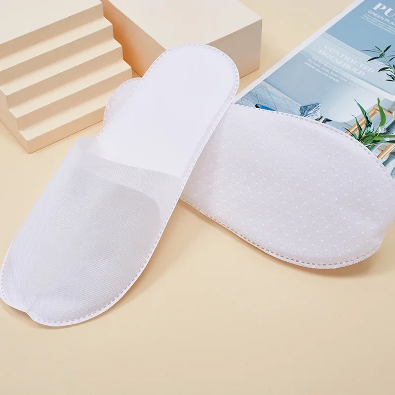50pairs Per Piece Disposable Non-Woven Slippers Hotels Homestay Travel Water Ripple Pattern Slippers For Men Women Unisex non slip slippers soft slippers