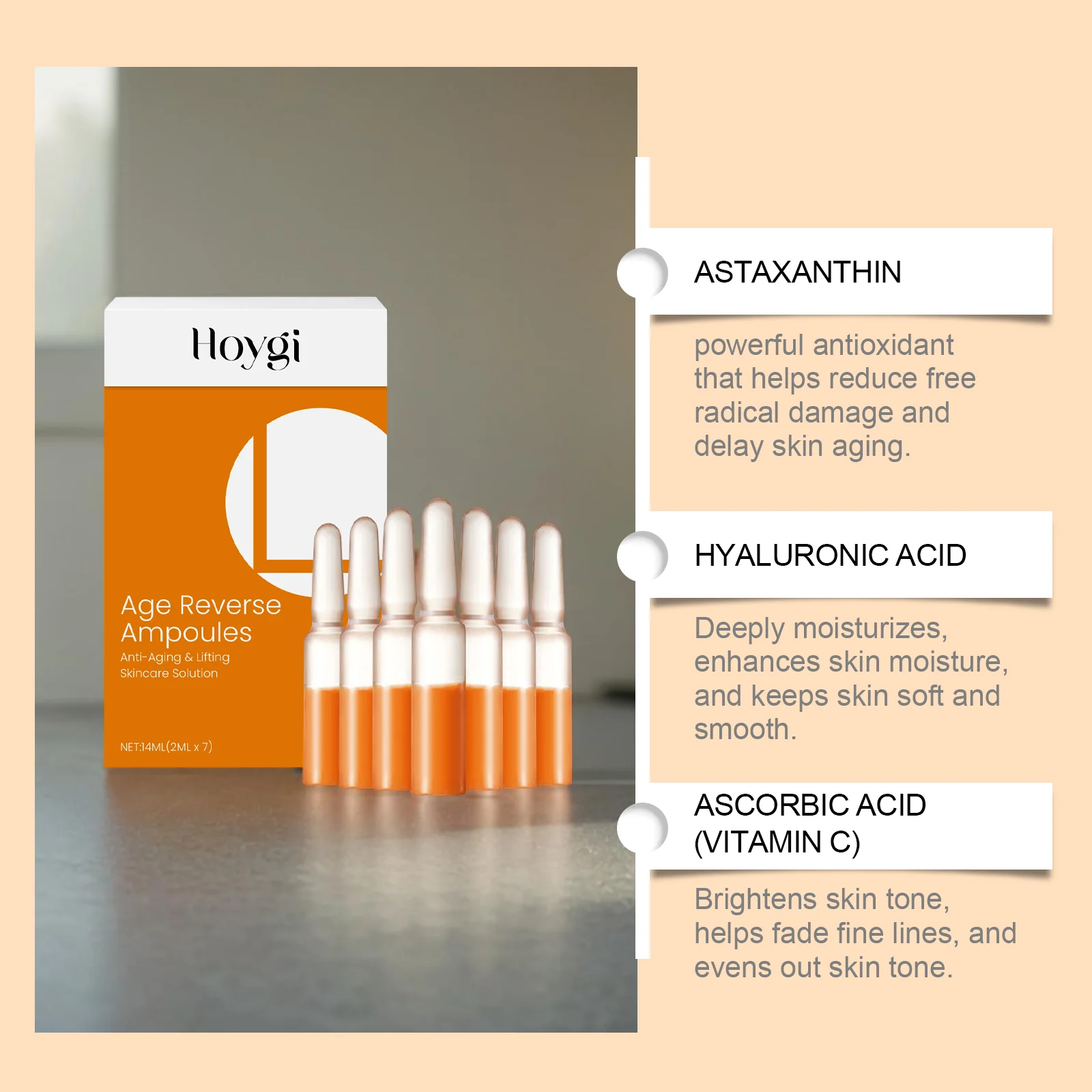 Astaxanthin Ampoule Essence Smoothing Wrinkle Tightening Fade Fine Lines Brighten Shrink Pores Moisturizing Face Care Essence 4