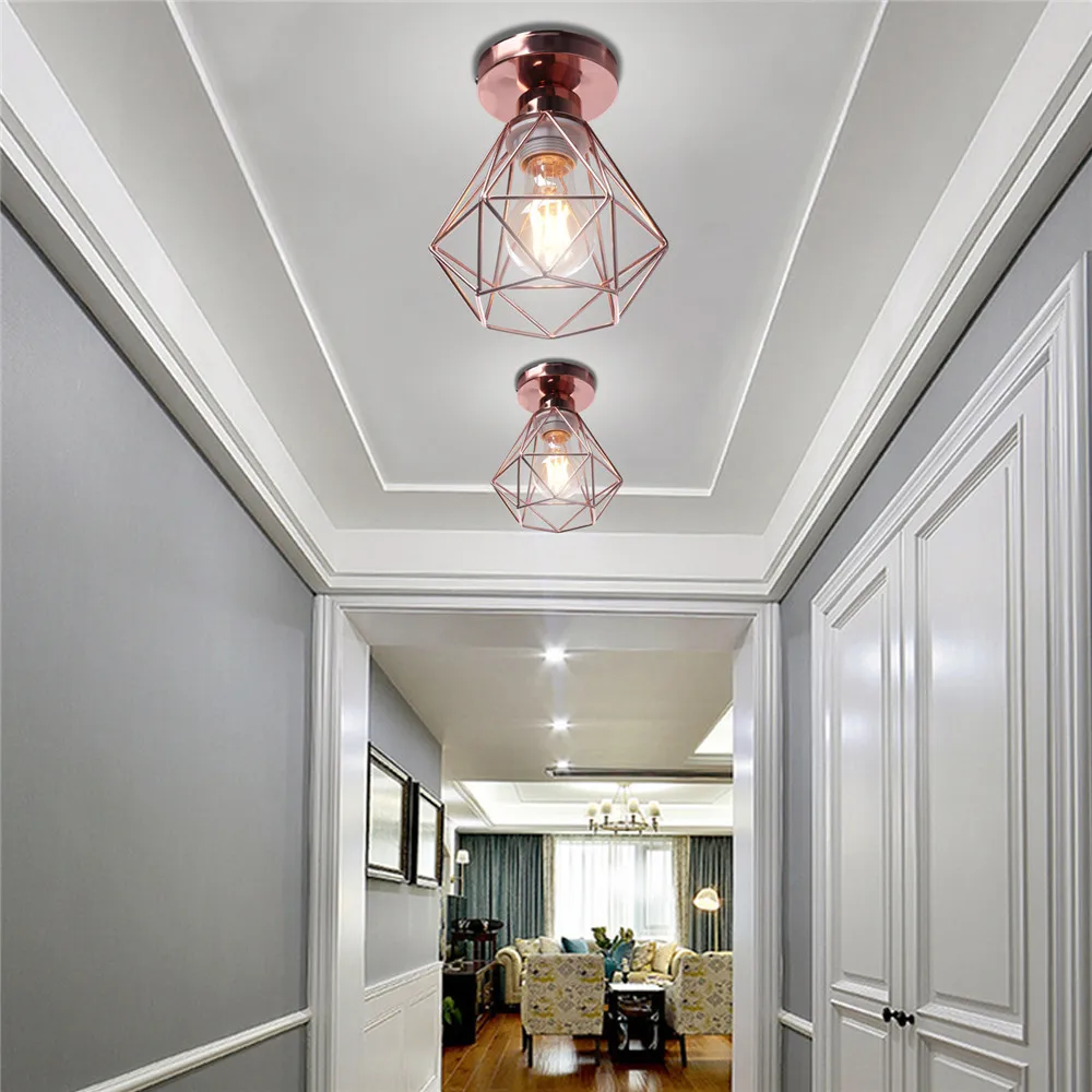 Vintage Ceiling Light Iron Metal Frame Ceiling Lamp Rose
