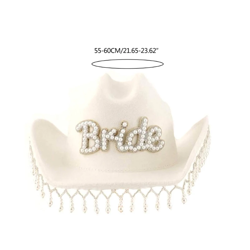 Wedding Cowgirl Hat Cowboy Hats Cowgirl Hats for Bridal Shower Wide Brims Role Play White Cowboy Hat Fashion Music Festival BrideToBe Fedoras