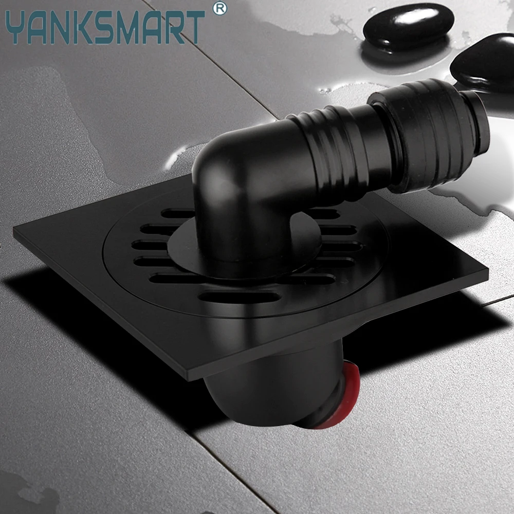 

YANKSMART Bathroom Anti-overflow Drains 4 Inch Square Washing Machine Drains Strainer Hair Shower Floor Drain Waste Grate Drain