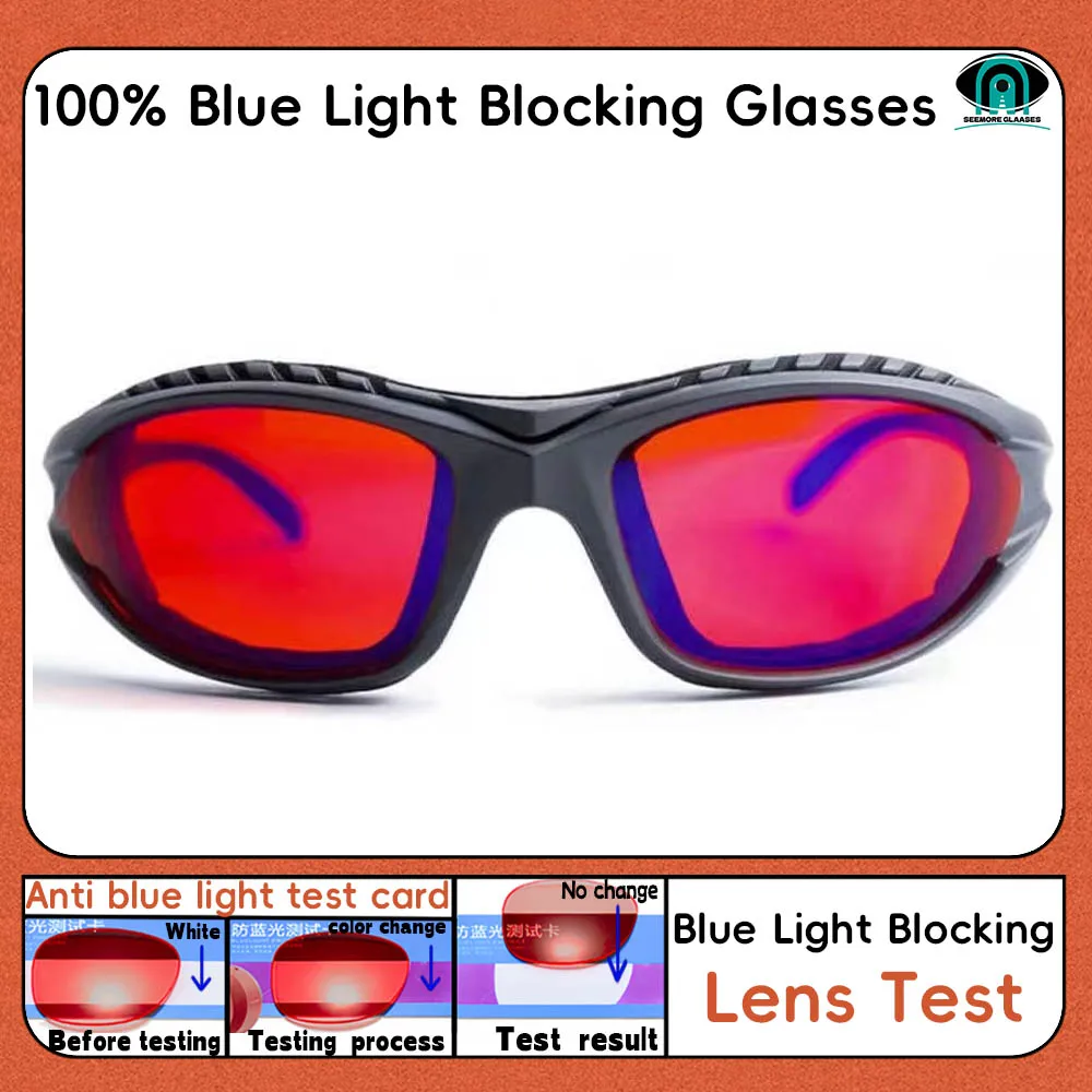 Red Lens，Orange Lens 100% Blue Light Blocking Goggles Glasses  Gaming Glasses Anti fatigue fashion Phone Eyeglasses 2